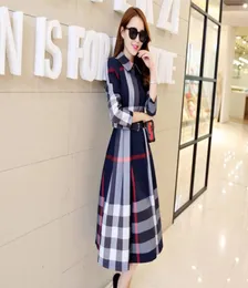 2019 Spring and Autumn New Women039s Plaid Dress Longsleved Ashaped Long Autumn Korean Version av Slim Dress1118584