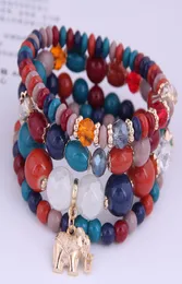 4pcsset Bohemia Resin Beads Crystal Stone Bracelets For Women Bijoux Elephant Charming Bracelet Femme Jewelry 20219520260