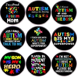 9Colors Autistiska citat Emaljstift Care Autism Mamma barn Brosch Rainbow Puzzle Pieces Lapel Badge Jewelry for Psychological Institutions