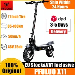 EU Stock Electric Scooter New Pfuluo X-11 SMART Kickscooter 1000W Motor 11 tum 2-hjulskiva Hoverboard skateboard 50 km H Max Speed ​​Off-road inklusive moms 237p