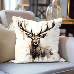 Pillow 1pc Elk Pattern Velvet Pillowcases Kawaii Teacup Graphics Decor S For Luxury Home Decoration