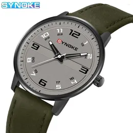 Wristwatches SYNOKE Men Quartz Watch Fashion Simple Business Belt Retro For Student Wristwatch Sports Non Mechanical