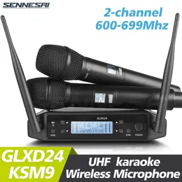 Mikrofone!GLXD24 KSM9 Professionelles Dual -Wireless -Mikrofon -Karaoke -Home -System -Bühnenaufführungen UHF Dynamic 2 Channel Handheld