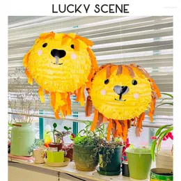 Decoração de festa Creative Lion Handheld Paper Lantern Cartoon Handmade Birthday Theme for Children S01607