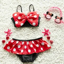 0-5y sevimli bebek çocuklar kız bow-tie polka dot bikini setleri mayo kostümü kostüm banyo takım elbise 240430