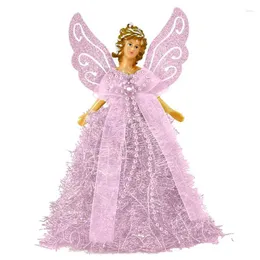 Juldekorationer Angel Tree Topper Figurer Treetop med lyxklänning Dock Standing