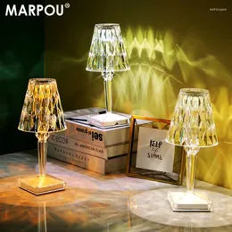 Table Lamps MARPOU Crystal Mushroom Touch Adjustable Bedside Lamp Bedroom USB Stand Light Led Living Room