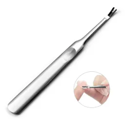 2024 Stainless Steel Cuticle Remover Silver Dead Skin Cuticle Pusher Trimmer Pedicure Nail Tools Thickened Concave Handle Push Knifefor Pedicure Manicure Kit