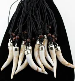 Fashion Jewelry Whole Mixed 12pcs Acrylic Design Imitation Elephant tooth Necklace Wolf tooth pendant Amulet Gift MN5798005548