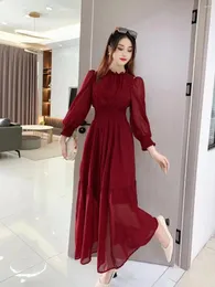 Ethnische Kleidung Frühling Frauen Langarm schlankes Kleid hochwertige elegante Big Hem Prom Party Outfits Muslim Maxi Kleider für