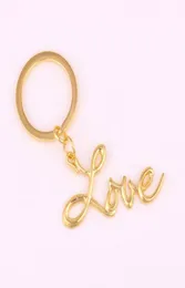 Apricot Fu Gold Love Letra Charme Penteado Chave Chain Chave Ring Presente para meninas Drop 2690644
