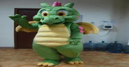 2018 Factory The Head Green Dragon Mascot Costume com asas para adultos para Weear3924360