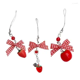 Keychains Bowknot Phone Charm Tomato Bag Pendant Stylish Accessory Strawberry Lanyard For Keychain Decoration F19D