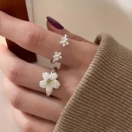 Küme halkaları venfille 925 Sterling Silve Çiçek Doku Yüzüğü Kadınlar Kız Hediye Açılış Trendi Moda Takı Doğum Günü Damağı