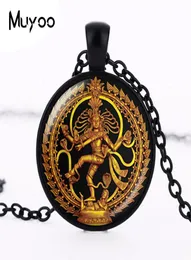 Golden Buddha Halskette Tanz der Zerstörung Lord Shiva Anhänger Glas Buddhist Schmuck Hindu Gottheit Spirituelle Amulett Hz16985471