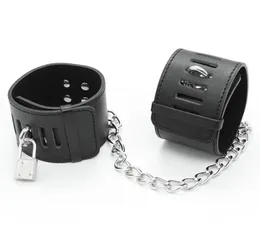 1 paio in pelle PU femmina maschile manette cuffi caviglia gambuffs per chiusura per coppie bdsm bondage limite di gioco per adulti giocattoli sessuali y201074071