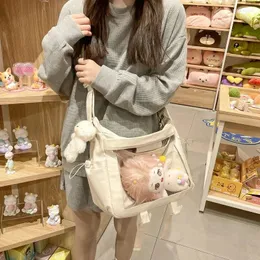 School Bags Japanese JK Transparent Itabag Fashion High Capacity Nylon Waterproof Canvas Sweet Girl Bag Classical Solid Shoulder