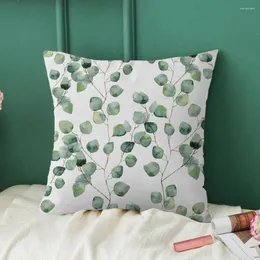 Kudde Kastkuddkuddtäcke Stylish Plant Leaf Print Set för stol Sofa Decor Icke-blekande omslag