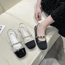 Casual Shoes Summer Small Fragrant Square Headed Colored Thick Heel Back Air Sandals For Women's Retro Baotou Mary Jane