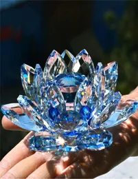 80mm Quartz Crystal Lotus Flower Crafts Glass Paperweight Fengshui Ornament Figurer Hem Bröllopsfestdekor gåvor Souvenir 2207030868