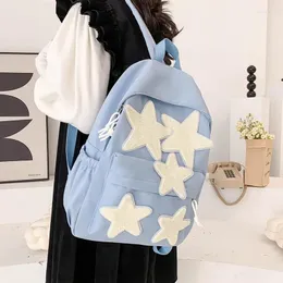 Backpack Fashion Star Branco Bolsa de Escola Bolsa Casual Livro de Viagem Rucksack Mochila Bookbag de cor sólida