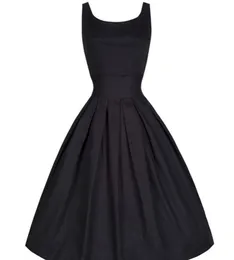 Whole2015 Summer Women Hepburn Dresses Oneck Black Casual Party Rope Rockabilly 50S Vintage Vestidos Plus размер 95645592098