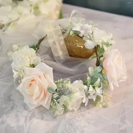 Hair Clips Romantic Flower Crown Wedding Accessories Trendy Wreath Women Floral Tiaras Headdresses Simulation Seaside Headwear