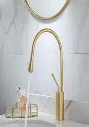 Bathroom Sink Faucets Basin Brass Black Tall Low Single Handle Drop Shape Faucet Large Curved Cold Mixer Taps9023670