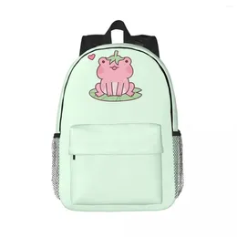 Mochila Backpack fofo rosa Strawberry Frog Doodle Mochilas meninos meninas bookbag moda de moda bolsas de escola de viagem