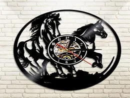 1 parto di cavalli a LED Lighting Animals Wall Clock Horse Riding Laser Backlight Regalo moderno per Horseman1 Clocks7486908