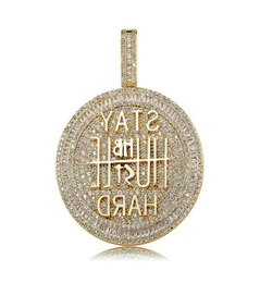 Fuori forma rotonda diamante padrona ghiacciata lettera di collana saty oro duro argento picchiato da uomo bling hip hop gioielleria7083606