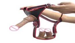 Cintura in pelle femminile giocattolo sesso lesbico rimovibile con gag di dildo morbido di dildo su dildo per bondage per adulti donne giocattoli Prodotti X0506009875