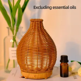 Wood Weave Mini Vase Air Humidifier USB Electronic Ultrasonic Water Fragrance Essential Oil Diffuser Home Room Fragrance 240425