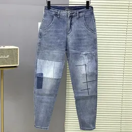 Bahar Sonbahar Yıkanmış Moda Yıkanmış Kpop Yenilik Erkekler Günlük Yama Çalışma Yaması Workcargo Skinny Slim Work Genç Tasarımcı Kotları 240424