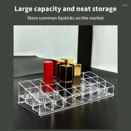 Storage Boxes 24 Lattices Acrylic Lipstick Organizer Lip Gloss Container Plastic Nail Polish Box Makeup Holder Cosmetics Display Rack