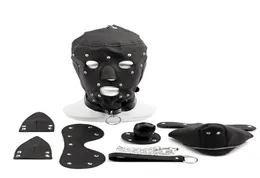 Fetish PU Leather Dog Mask Maschere Cablaggio Sex Slave Collaro Guida Gag Bondage Cappuccio Braccia Braccia Adulto Giochi sessuali per coppie 03704591