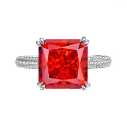 Anelli a cluster Modelli 10 anello ruby padma ad alto diamante in carbonio in argento puro piccolo e versatile alla moda minimalista