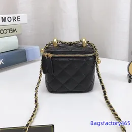 Mini Double Luxury Bag Bead Women Makeup Bag 10CM Designer Bag Leather Matelasse Retro Crossbody Shoulder Bag Gold Hardware Shopping Club Luxury Handbag Coin Purse