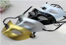 MENS039S Máscara de bola Funcy Dress Up Party Venetian Masks Máscaras de plástico meio rosto preto branco dourado prata color8360702