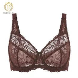 Delimira Womens Sexy Plus Size Mini Full täckning Underkläder spetsmask transparent dd e f g 240430