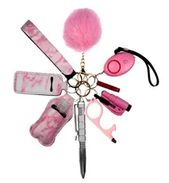 女性のための自己防衛リングキーチェーンPortachiavi Donna Alarm Tactical Pen Personal Defence Key Chain Set Girls Gifts Armas7970445
