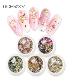 Rohwxy ny nagelkonstlegering Crystal Shiny 3D Nail Art Rhinestones nagel smycken diamant smycken ornament naglar charm ädelstenar diy4153523