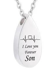 ファッション火葬水滴ペンダント心電図刻まれたカスタム姓名前I Love You Forever Memorial Urn Necklace AS7110083