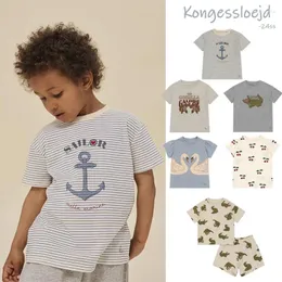 Clothing Sets Spring/Summer Children's Striped Cherry Baby Girl Boys Short Sleeve KS Animal Print T-Shirt Pant Alligator Home Set