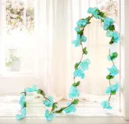 Fiori decorativi 1,8 m di ghirlanda di fiori Stringa artificiale con foglie di seta Cherry Blossom Ivy Vine per la decorazione dell'arco di nozze per la casa da giardino