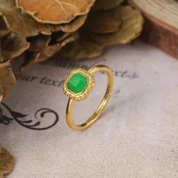 Cluster Rings LAMOON For Women Dyed Green Bijoux Wedding Accessories 925 Silver 14K Gold Plated Fine Jewelry Vintage Ring Gifts LMRI132