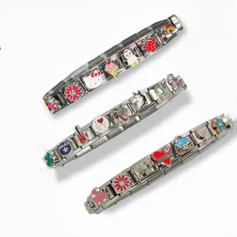 ارتباط أساور 18pcs Mix Style Fashion Creative Module Bracelet Cartoon Charm روابط إيطالية تناسب 9 مم صنع هدية مجوهرات DIY