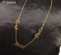 V Attrahera anpassade tre namn halsband kvinnor personliga smycken vänner guld flera namn handgjorda bijoux collier femme cx25628792