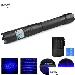 Laser -Pointer Großhandel brennend Blue Powerf 445nm 10000 m Burns Torch 450 nm Fokussierbares Taschenlampenbrand Match mit 5 Sterne Cap 220510 DR DHV09