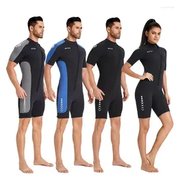 Menas de banho feminina de 3 mm de mergulho masculino e shorts de mangas curtas espessadas de surf resistente ao frio quentes